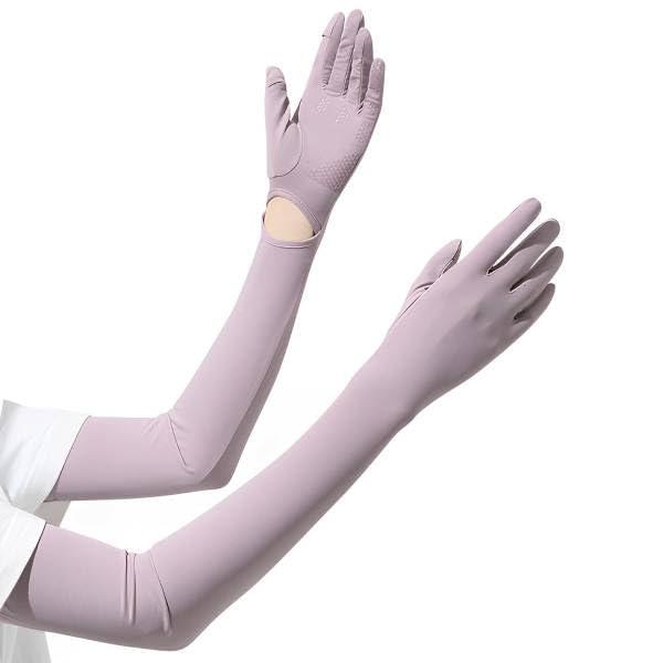 PALAY® UV Protection Arm Sleeves Nylon Ice Silk Arm Sleeves with One Piece Gloves, Open Finger Tip & Anti-slip Palm Design Outdoor Cool Arm Sleeve for Driving, Cycling, Gardening- Purple PALAY® UV Protection Arm Sleeves Nylon Ice Silk Arm Sleeves with One Piece Gloves, Open Finger Tip & Anti-slip Palm Design Outdoor Cool Arm Sleeve for Driving, Cycling, Gardening- Purple